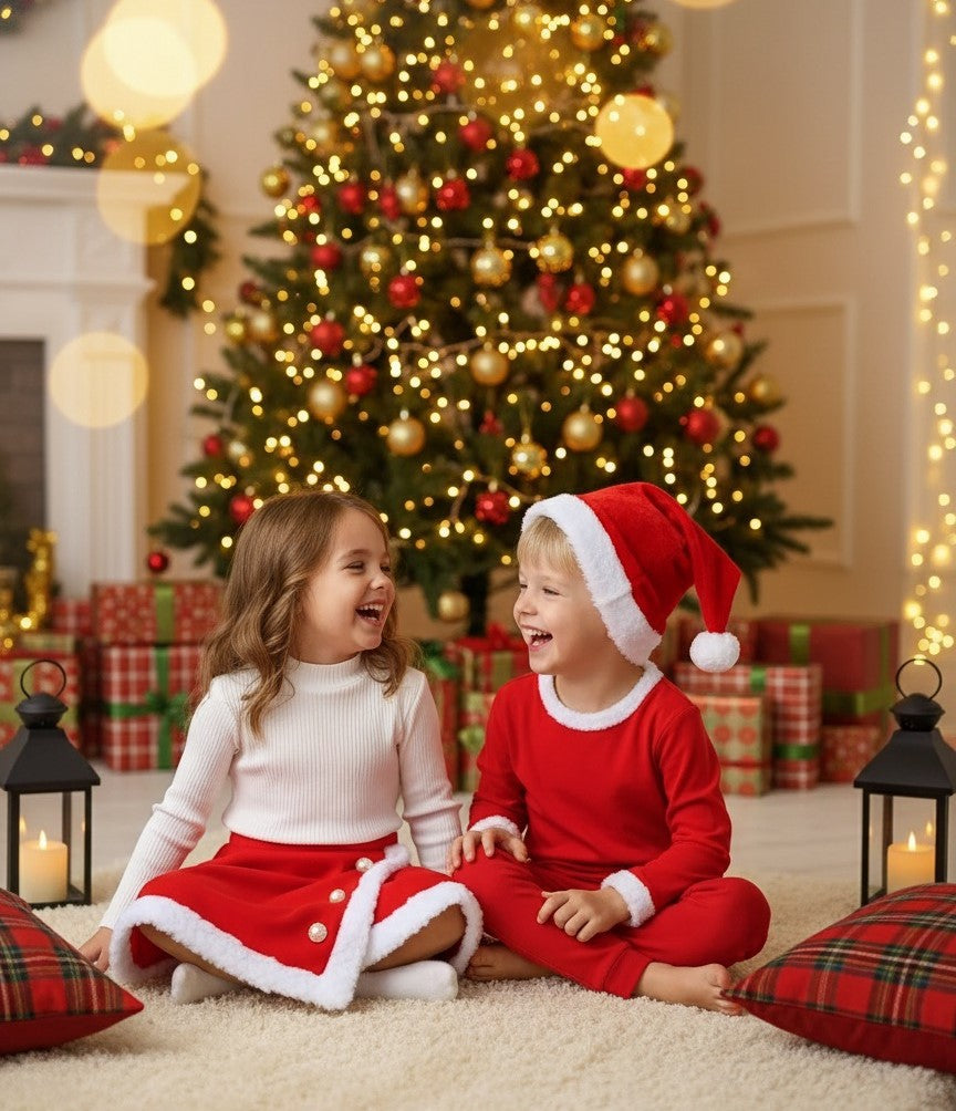 Children's Christmas Outfit Set with Santa Hat