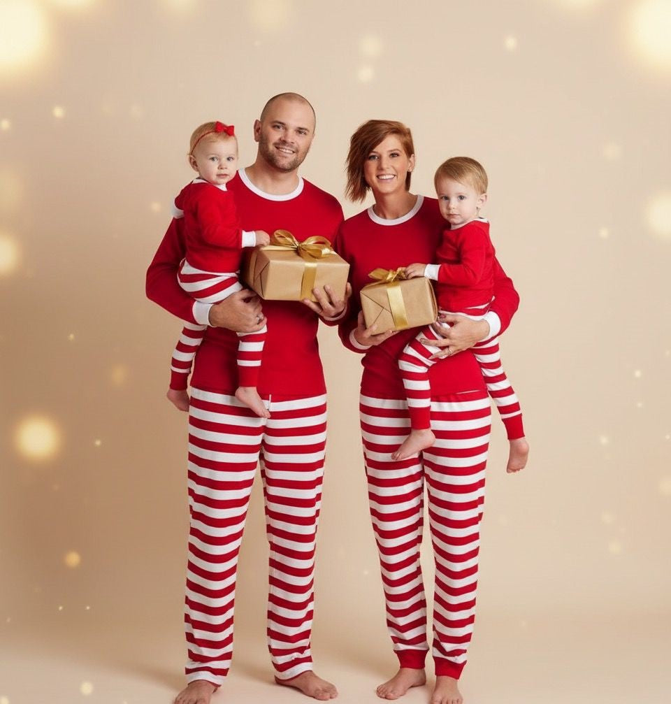 Family striped christmas pajamas