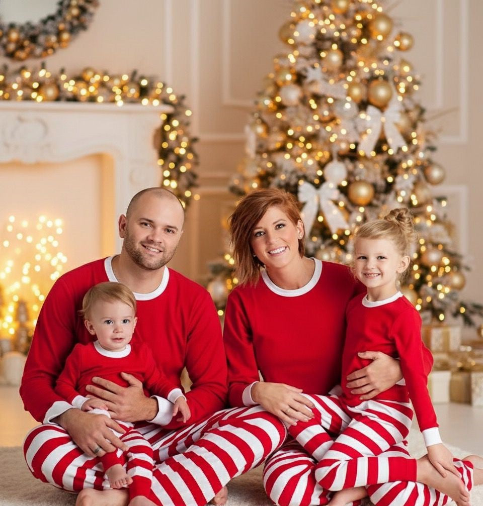 Family striped christmas pajamas